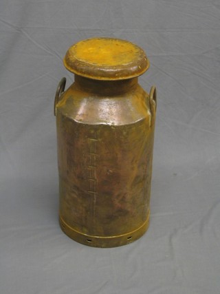 An old 1 gallon copper milk churn marked Unigate Creameries Ltd