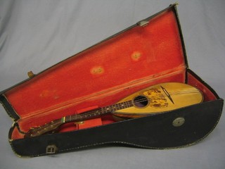 A mandolin, the label marked Stridente, cased
