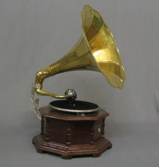 A 20th Century Indian reproduction HMV manual gramophone