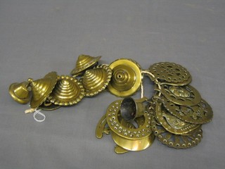 10 various old horse brasses and 6 horse brass bosses
