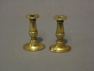 A pair of 18th/19th Century brass taper sticks 3"