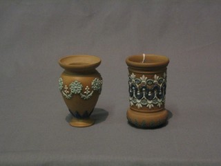 A Doulton Silica cylindrical vase 4" and 1 other 4"