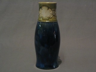 A Doulton Lambeth blue and green glazed vase, the base marked 7905, 9" (firing mark to base)