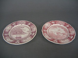 A pair of Wedgwood circular plates decorated Sail Drill of US Naval Academy and Birdseye View of US Naval Academy 7 1/2" 