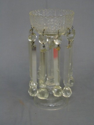 A cut glass lustre 13", 1 other (f) and a collection of various lustres