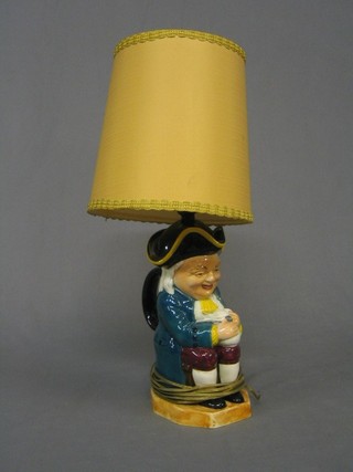 A Shorter & Sons? pottery lamp in the form of a Toby jug