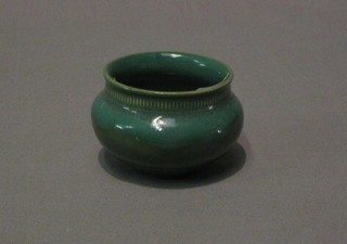 A 19th Century Doulton? green glazed bowl, the base incised 808 Doulton? 2 1/2"