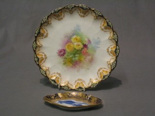 A circular Doulton Burslem plate with floral decoration 9" and an oval pin tray 5"
