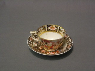 A 19th Century Crown Derby Japan pattern tea cup and saucer (saucer f and r)