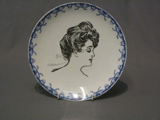 A Victorian circular Royal Doulton plate decorated a portrait of a lady, the reverse marked Copyright 1899 by Life Publishing Co. 9"