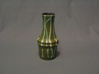 A West German green glazed club shaped Studio vase 7 1/2"