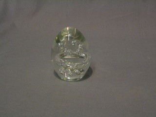 A Signature bubble glass paperweight 4"