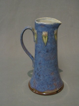 A Royal Doulton blue glazed cylindrical  jug, the base impressed Royal Doulton 8260 7 1/2"