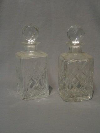 2 cut glass spirit decanters