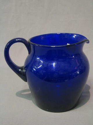 A 19th Century Bristol blue glass jug 6"