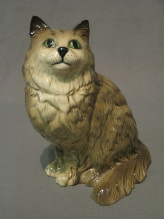 A Royal Doulton figure of a seated grey cat with blue eyes, base impressed 1867, 8"