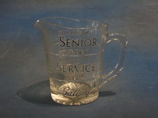 A Senior Service glass advertising jug