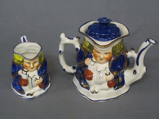 An Allertons pottery teapot in the form of a Toby jug and a ditto jug