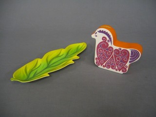 A Carltonware money box in the form of a chicken and a do. leaf shaped dish