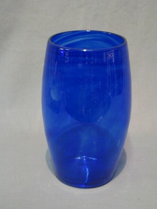 A Whitefriars style blue glass vase 9"