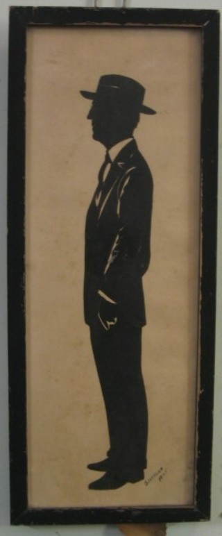Scotford, a silhouette of a standing gentleman dated 1925 13" x 6"
