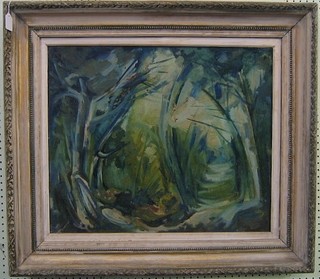 A 1960's impressionist oil on canvas "Woodland Glade" the reverse with old label marked V S Faweeit Kent 20" x 24"