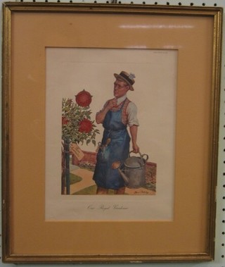 A coloured print "Edward VII - Our Royal Gardener"  8" x 6"