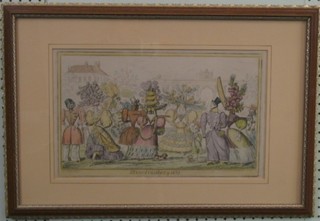 A 19th Century monochrome lampoon print "The Monstrosities 1827" reverse with Leddon Hall Gallery label 10" x 15"