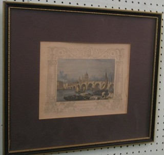 A 19th Century coloured print "The Old Blackfriars Bridge and St Paul's"  4" x 6"