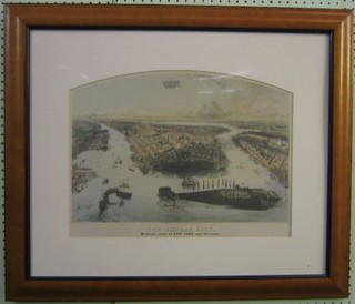 A reproduction coloured print "The Empire City, Birdseye View of New York and Environs" 14" x 18"