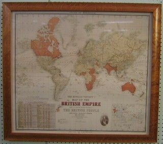 A reproduction coloured print "The Howard Vincent Map of the British Empire 1924" 22" x 25"