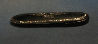 A 19th Century lacquered and inlaid mother of pearl spectacle case 6"