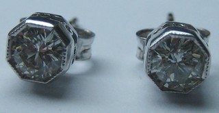A pair of lady's 18ct white gold ear studs set diamonds (approx 0.73ct)