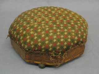 A Victorian octagonal walnut stool 12"