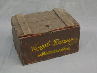 A wooden box marked Royal Breweries Manchester and a rectangular wooden box marked Home and Colonial