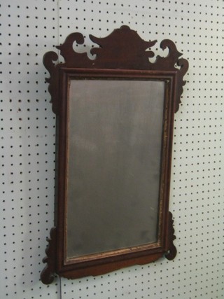 An 18th/19th Century, Chippendale style rectangular plate wall mirror contained in a mahogany frame 18" (some damage)