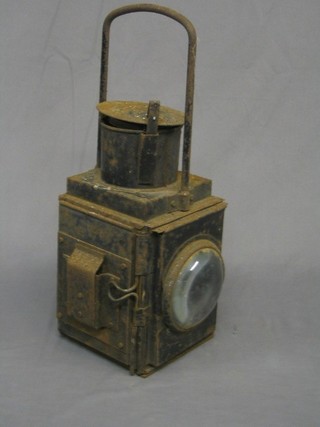 An old bulls eye railway lantern