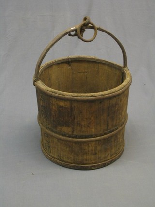 An Eastern circular wooden and iron bucket 16"