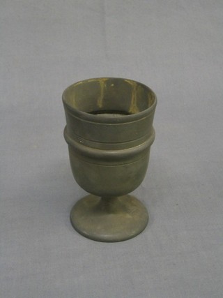 A Victorian pewter goblet  5", engraved