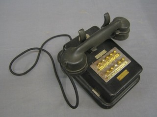 A 1930's/40's  Doctor's table mounted internal telephone with 10 buttons marked bedroom, dressing room, guest room, maids, basement, consulting room 1 and 2, security, library and dining room by Max Phone