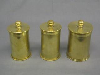 3 WWI Trench Art 13lbs shell cases, converted to storage jars