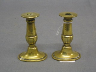 A pair of 18th/19th Century brass taper sticks 3"