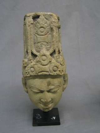 An  Eastern carved stone head and shoulders bust  10"