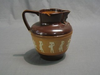 A Royal Doulton Egyptian pattern jug (plated mount missing), base incised 72226 H, 7"