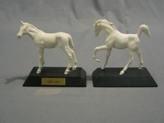 A white glazed Beswick figure of standing horse Adventurer and 1 other  Spring Time (both ears f) 5"