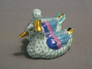 A Herend Hungary figure of 2 seated ducks 5"
