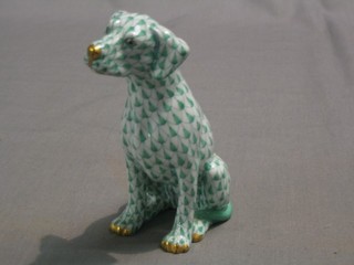 A Herend Hungary green glazed figure of a seated Labrador 5"