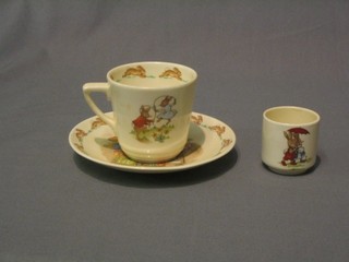 A Royal Doulton Beatrix Pottery Bunnykins cup and saucer and ditto egg cup