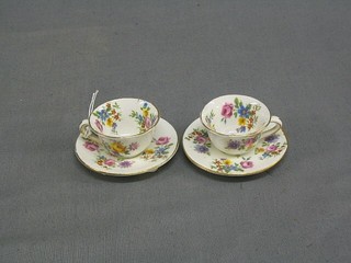 2 Foley miniature china cups and saucers with floral decoration  (1 f and r)
