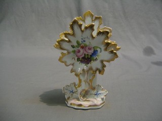 A 19th Century Continental porcelain vase with floral decoration and gilt banding 8 1/2"
